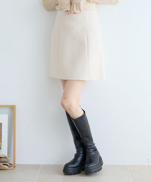 LOWRYS FARM（ローリーズファーム）の「メルトンライクミニスカート　971223（スカート・レディース・ブラック/グレー/アイボリー・FREE）」の11枚目の写真