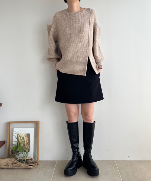 LOWRYS FARM（ローリーズファーム）の「メルトンライクミニスカート　971223（スカート・レディース・ブラック/グレー/アイボリー・FREE）」の16枚目の写真