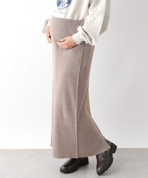 LEPSIM（レプシィム）の「【産前・産後対応】マタニティ／12ゲージ2WAYリブスカート　971642（マタニティウェア/グッズ・レディース・ブラック/ブラック系その他/ブラウン/アイボリー・FREE）」の4枚目の写真