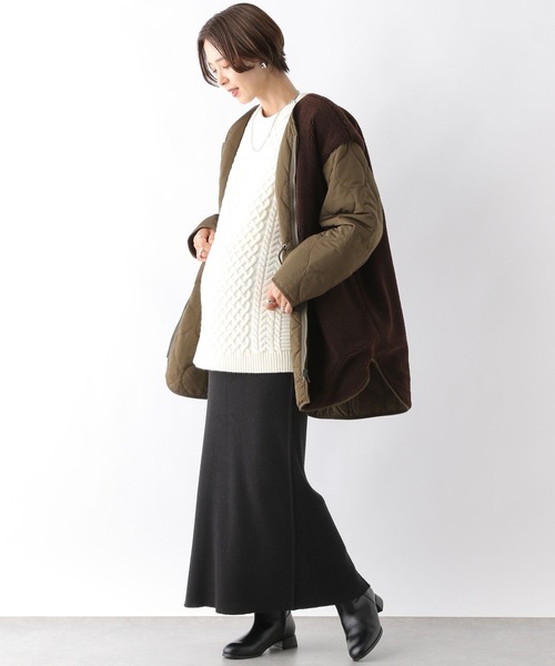 LEPSIM（レプシィム）の「【産前・産後対応】マタニティ／12ゲージ2WAYリブスカート　971642（マタニティウェア/グッズ・レディース・ブラック/ブラック系その他/ブラウン/アイボリー・FREE）」の14枚目の写真