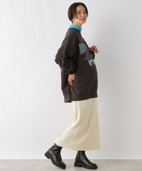 LEPSIM（レプシィム）の「【産前・産後対応】マタニティ／12ゲージ2WAYリブスカート　971642（マタニティウェア/グッズ・レディース・ブラック/ブラック系その他/ブラウン/アイボリー・FREE）」の8枚目の写真