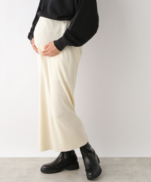 LEPSIM（レプシィム）の「【産前・産後対応】マタニティ／12ゲージ2WAYリブスカート　971642（マタニティウェア/グッズ・レディース・ブラック/ブラック系その他/ブラウン/アイボリー・FREE）」の5枚目の写真
