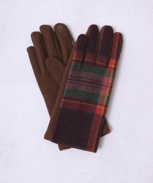 FUNALIVE（ファンアライブ）の「PAGE ONE チェック柄スマホ対応グローブ（手袋・レディース・ネイビー/ブラウン/グレー・FREE）」の2枚目の写真