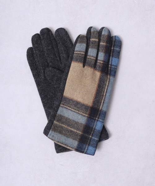 MACKINTOSH 手袋 ブラック チェック柄 ウール・レザー グローブ 1158-H162041008.jpg?v=1732681012