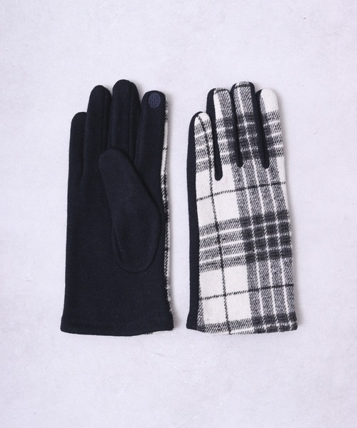FUNALIVE（ファンアライブ）の「PAGE ONE チェック柄スマホ対応グローブ（手袋・レディース・ネイビー/ブラウン/グレー・FREE）」の6枚目の写真