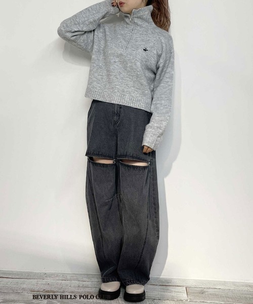 BEVERLY HILLS POLO CLUB(ビバリーヒルズポロクラブ)の「【BVERLY HILLS POLO CLUB】ハーフジップニットプルオーバー(ニット/セーター・レディース・ネイビー/ベージュ/オフホワイト/グレー・SMALL/MEDIUM)」の19枚目の写真