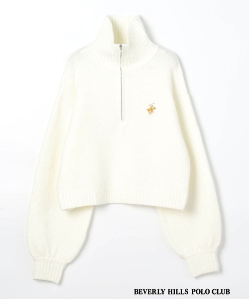 BEVERLY HILLS POLO CLUB(ビバリーヒルズポロクラブ)の「【BVERLY HILLS POLO CLUB】ハーフジップニットプルオーバー(ニット/セーター・レディース・ネイビー/ベージュ/オフホワイト/グレー・SMALL/MEDIUM)」の5枚目の写真