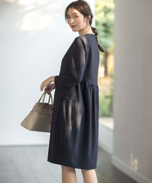 【セール】【KUMIKYOKU NAVY】コンフォータブルドレープフリル ワンピース（ワンピース）｜組曲（クミキョク）