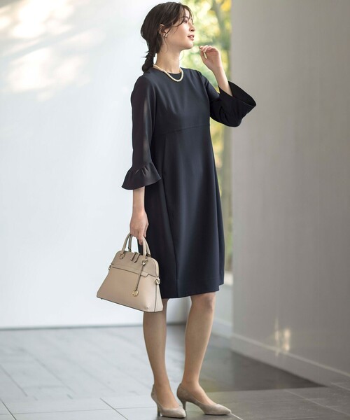 【セール】【KUMIKYOKU NAVY】コンフォータブルドレープフリル ワンピース（ワンピース）｜組曲（クミキョク）