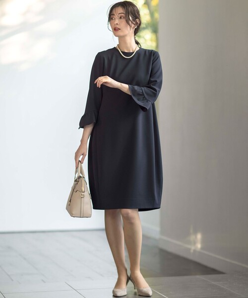 【セール】【KUMIKYOKU NAVY】コンフォータブルドレープフリル ワンピース（ワンピース）｜組曲（クミキョク）