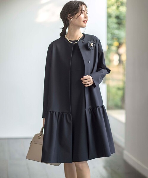 【セール】【KUMIKYOKU NAVY】コンフォータブルドレープフリル ワンピース（ワンピース）｜組曲（クミキョク）