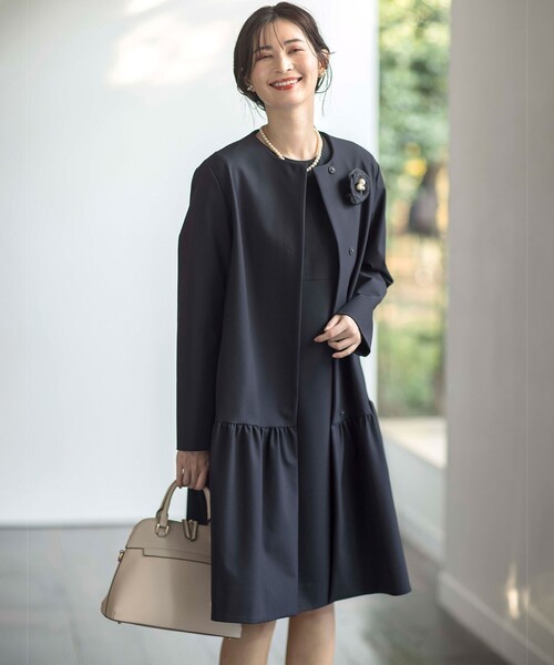 【セール】【KUMIKYOKU NAVY】コンフォータブルドレープフリル ワンピース（ワンピース）｜組曲（クミキョク）