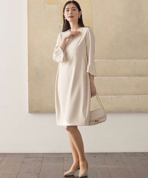 【セール】【KUMIKYOKU NAVY】コンフォータブルドレープフリル ワンピース（ワンピース）｜組曲（クミキョク）