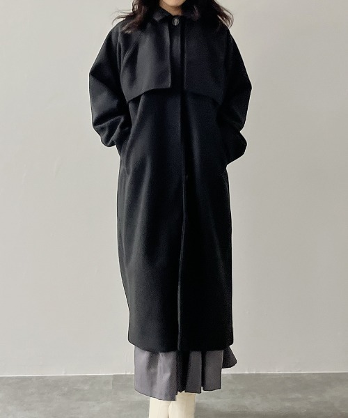 ヴァネッサ・ブリューノ　ウールコート　スタンドカラー　ベルト付　♡新品未使用♡ VELNUS】Beautiful silhouette 2way melton oversten collar