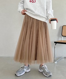 velour tulle long skirt/ベロアチュールロングスカート