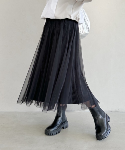 un+frame(アンフレーム)の「velour tulle long skirt/ベロアチュールロングスカート(スカート・レディース・ベージュ/ブラック/ブラウン・FREE)」の8枚目の写真