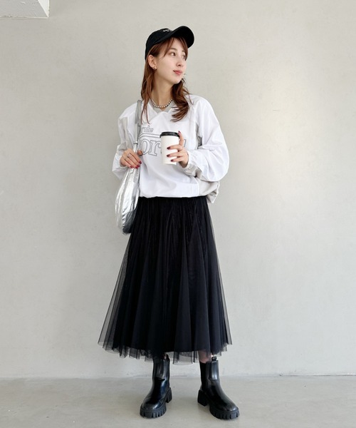 un+frame(アンフレーム)の「velour tulle long skirt/ベロアチュールロングスカート(スカート・レディース・ベージュ/ブラック/ブラウン・FREE)」の13枚目の写真
