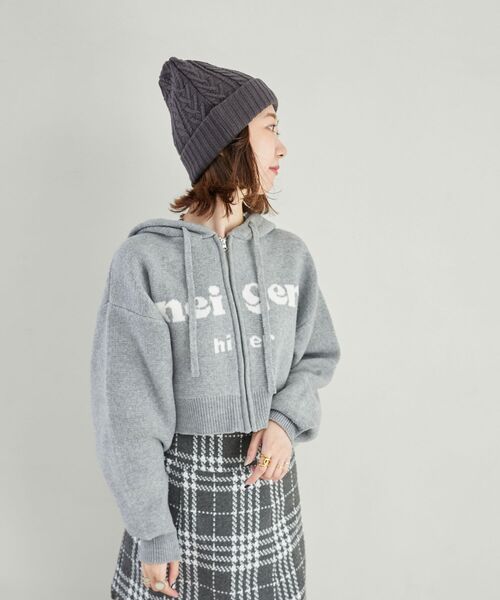 MAJESTIC LEGON（マジェスティックレゴン）の「リブ編み2wayニット帽（ニットキャップ/ビーニー・レディース・チャコールグレー/アイボリー・FREE）」の4枚目の写真