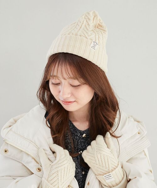 MAJESTIC LEGON（マジェスティックレゴン）の「リブ編み2wayニット帽（ニットキャップ/ビーニー・レディース・チャコールグレー/アイボリー・FREE）」の6枚目の写真