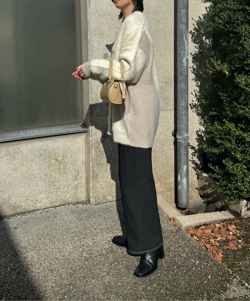 y/m by misato（イムバイミサト）の「バイカラーニットカーディガン（カーディガン/ボレロ・レディース・ブラック/アイボリー/グレー・FREE）」の13枚目の写真