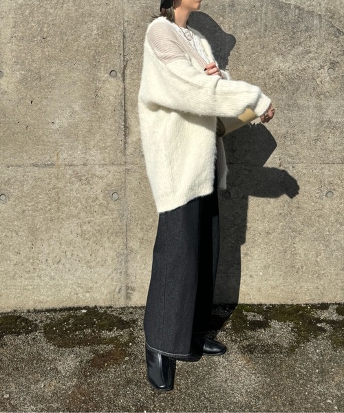 y/m by misato（イムバイミサト）の「バイカラーニットカーディガン（カーディガン/ボレロ・レディース・ブラック/アイボリー/グレー・FREE）」の14枚目の写真