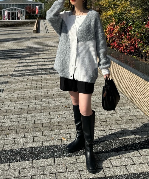 y/m by misato（イムバイミサト）の「バイカラーニットカーディガン（カーディガン/ボレロ・レディース・ブラック/アイボリー/グレー・FREE）」の15枚目の写真