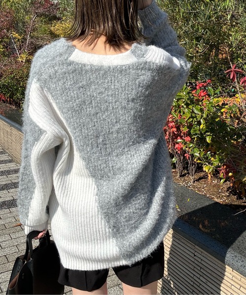 y/m by misato（イムバイミサト）の「バイカラーニットカーディガン（カーディガン/ボレロ・レディース・ブラック/アイボリー/グレー・FREE）」の21枚目の写真