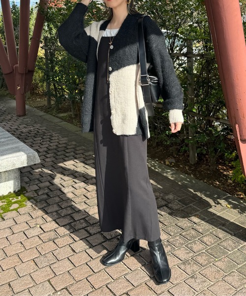 y/m by misato（イムバイミサト）の「バイカラーニットカーディガン（カーディガン/ボレロ・レディース・ブラック/アイボリー/グレー・FREE）」の22枚目の写真