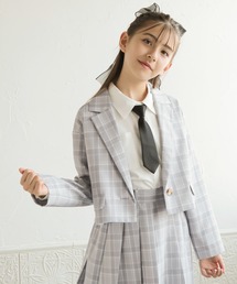 Amourire girl（アムリールガール）の「チェックショートジャケット(130cm～160cm)（テーラードジャケット・キッズ）」