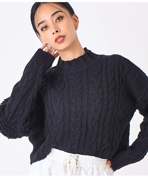 LATINA(ラティーナ)の「編み地切替 ニット セーター プチハイネック 長袖(ニット/セーター・レディース・オレンジ/ブラック・FREE)」の17枚目の写真