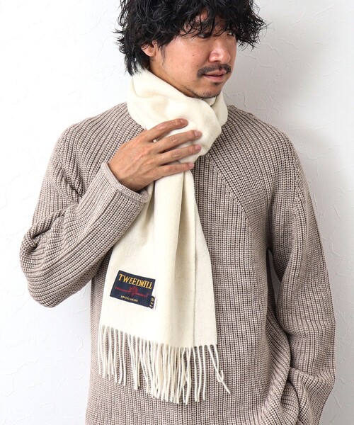 TWEED MILL（ツイードミル）の「【TWEEDMILL/ツイードミル】Lambswool Muffler Solid 25（マフラー・メンズ・ライトグレー/ロイヤルブルー/ブラック/グレー/ブラウン/オフホワイト/チャコールグレー・FREE）」の14枚目の写真