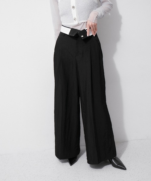 ADAM ET ROPE'　ターンナップウエストチノパンツ　38 ブラック ADAM ET ROPE'（アダムエロペ）の「ターンナップウエスト