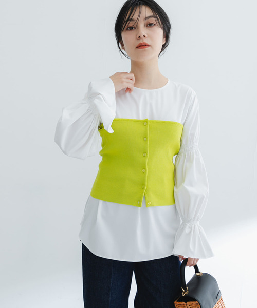 URBAN RESEARCH ROSSO WOMEN(アーバンリサーチ ロッソ)の「ボタンデザインベアトップ(ニット/セーター・レディース・イエロー/アイボリー・FREE)」の8枚目の写真
