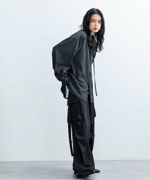 JUNRED（ジュンレッド）の「ループタイロングスリーブシャツ（シャツ/ブラウス・メンズ・チャコールグレー/ホワイト/グリーン・L/M/S）」の11枚目の写真