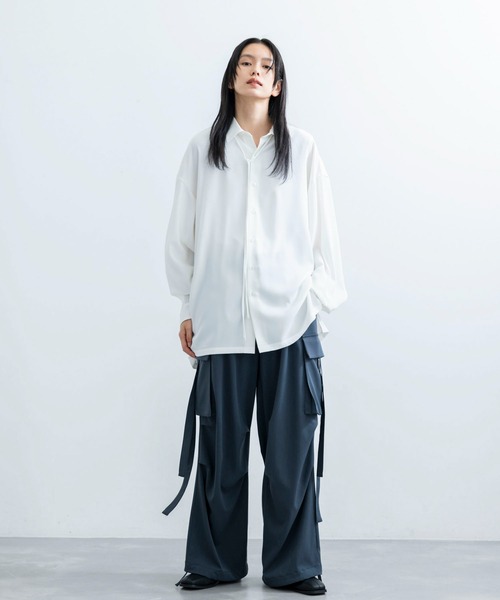 JUNRED（ジュンレッド）の「ループタイロングスリーブシャツ（シャツ/ブラウス・メンズ・チャコールグレー/ホワイト/グリーン・L/M/S）」の13枚目の写真