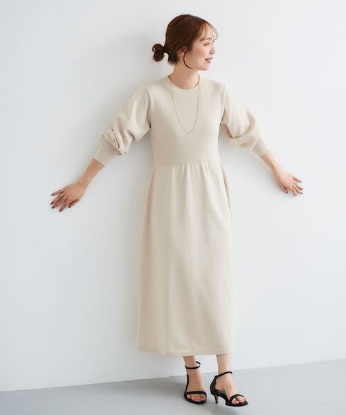 le.coeur blanc(ルクールブラン)の「フレアニットワンピース(ワンピース・レディース・アイボリー/ブラック・38)」の1枚目の写真