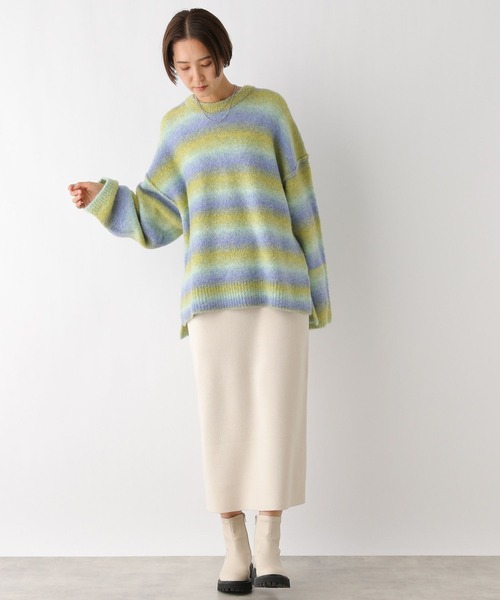 LEPSIM（レプシィム）の「7ゲージMIXカラープルオーバー　990915（ニット/セーター・レディース・ライトグリーン/オレンジ・FREE）」の9枚目の写真