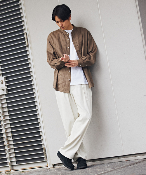 【boohoo】ヘリンボーン長袖シャツ＆リラックスショーツセット miniministore ペイント柄シャツ レディースブラウス春秋