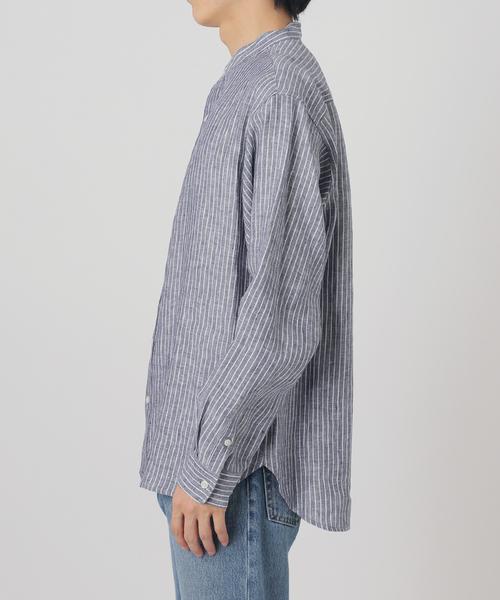 B.C STOCK(ベーセーストック)の「リネンバンドカラーシャツ(シャツ/ブラウス・メンズ・ブラック/ベージュ系その他/カーキ/ダークブルー・MEDIUM/LARGE)」の19枚目の写真