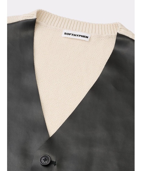 SOFTHYPHEN（ソフトハイフン）の「FAUX LEATHER FRONT KNIT