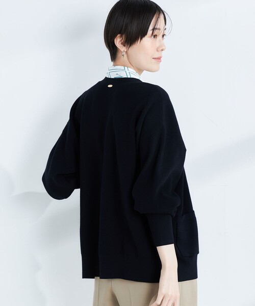 NOLLEY’S Sophi（ノーリーズソフィ）の「《手洗い可能》片畦Vネックカーディガン（ニット/セーター・レディース・ダークネイビー/イエロー/オフホワイト・38）」の15枚目の写真