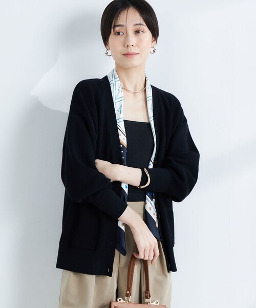 NOLLEY’S Sophi（ノーリーズソフィ）の「《手洗い可能》片畦Vネックカーディガン（ニット/セーター・レディース・ダークネイビー/イエロー/オフホワイト・38）」の19枚目の写真