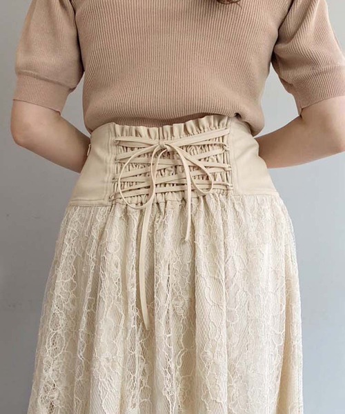 one after another NICE CLAUP（ワンアフターアナザーナイスクラップ）の「バックレースアップアソートスカート（スカート・レディース・アイボリー/グレー/ブラック/ベージュ・MEDIUM/SMALL）」の15枚目の写真