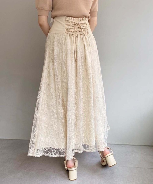 one after another NICE CLAUP（ワンアフターアナザーナイスクラップ）の「バックレースアップアソートスカート（スカート・レディース・アイボリー/グレー/ブラック/ベージュ・MEDIUM/SMALL）」の14枚目の写真