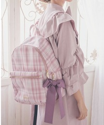 チェックリボンラウンドリュック