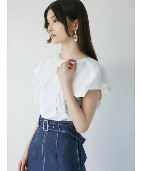 MURUA（ムルーア）の「2WAYウエストタックショートトップス（シャツ/ブラウス・レディース・レッド/ネイビー/ホワイト/ブラック・FREE）」の7枚目の写真