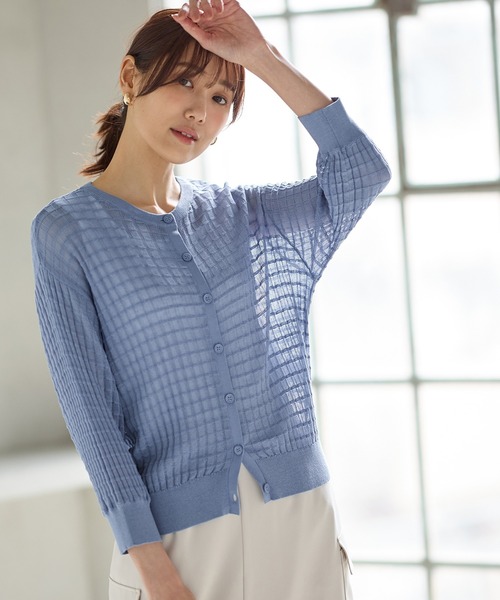 ハニーズで購入水色カーデ Honeys（ハニーズ）の「7分袖シアーニットカーディガン（カーディガン