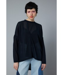 ヘリンドットサイ　HeRIN.CYE　ボーダースリーブ　メッシュトップス　シアー ヘリンドットサイ HeRIN.CYE ボーダースリーブ メッシュトップス