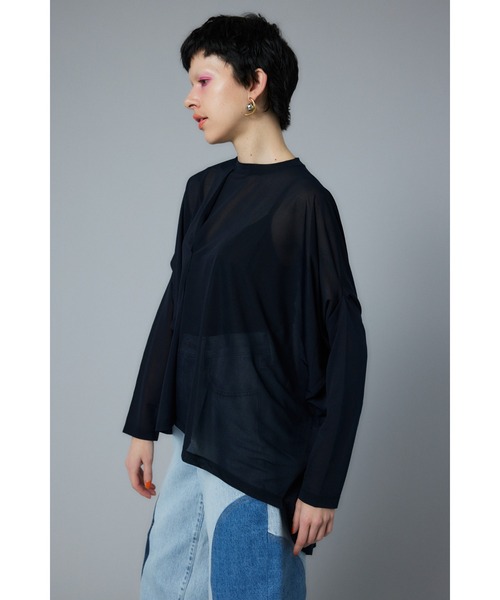 HeRIN.CYE(ヘリンドットサイ)の「Sheer deformation tops シアーディフォメーショントップス(Tシャツ/カットソー・レディース・ライム/ネイビー/オレンジ・FREE)」の6枚目の写真