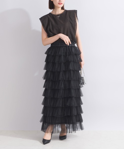 PICCIN（ピッチン）の「【WEB限定】チュールティアードスカート（スカート・レディース・ブラック・M）」の7枚目の写真
